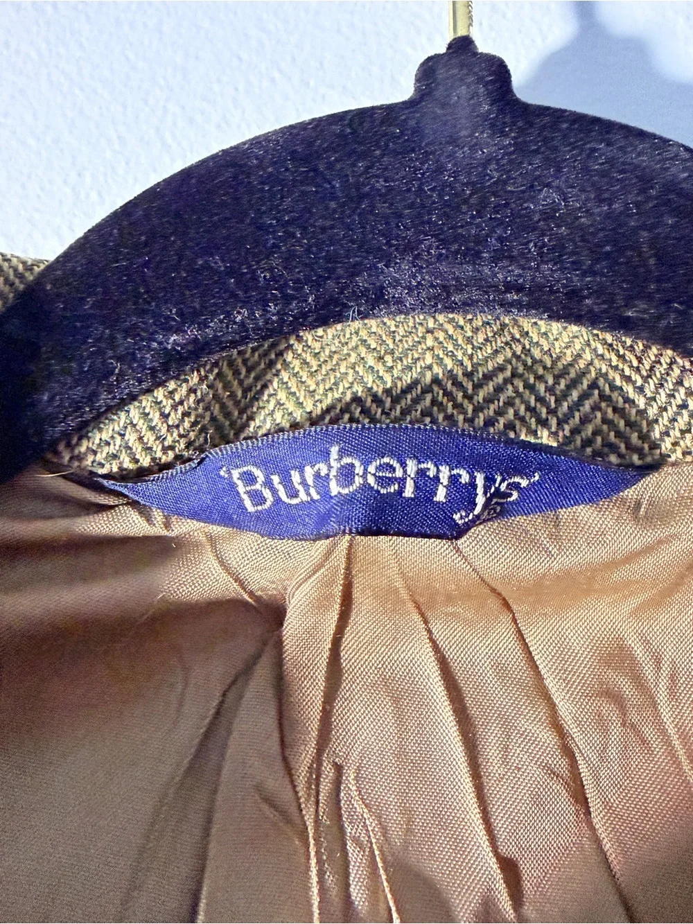 Burberrys Wool Silk Blend Herringbone Sport Coat Blazer Men’s 42R Beige Vintage